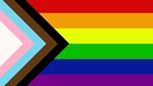 rainbow flag with transgender and BIPOC stripes
